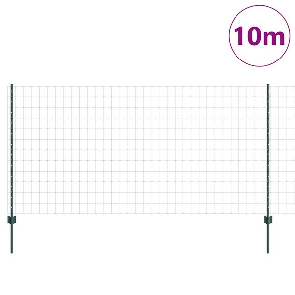 vidaXL Fence with Post Green 1.2 x 10 m Steel and PVC