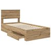 vidaXL Bed Frame with Drawer Artisan Oak 90 x 200 cm Engineered Wood