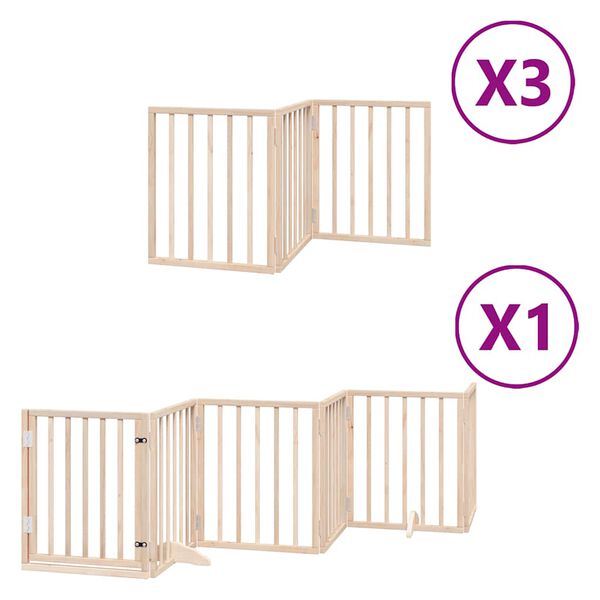 vidaXL Dog Gate with Door Foldable 15 Panels 750 cm Poplar Wood