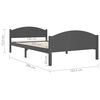 vidaXL Bed Frame without Mattress Dark Grey Solid Pine Wood 120x200cm