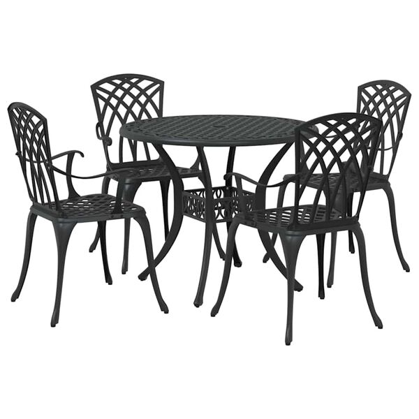 vidaXL Garden Dining Set 5 pcs Black Aluminium