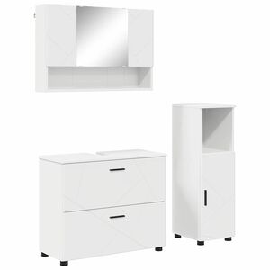 vidaXL Bathroom Furniture Set 3 pcs White Engineered Wood and Metal