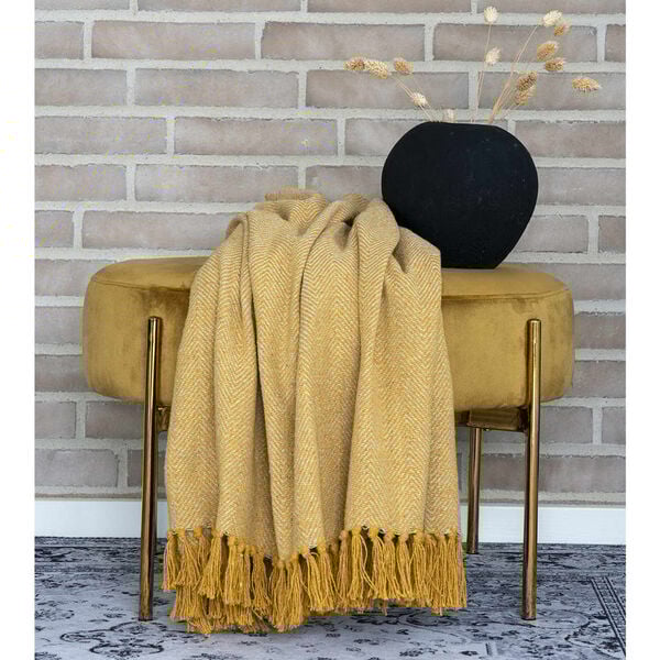 House Nordic Pouf Evie Mustard Yellow