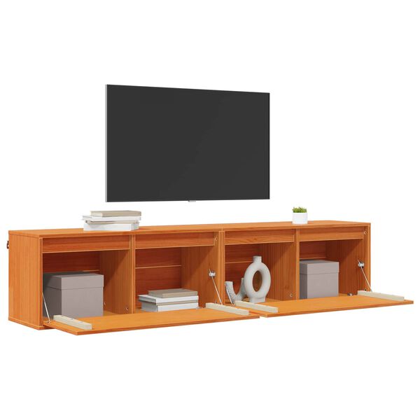 vidaXL Wall Cabinet 2 pcs Wax Brown 80 x 30 x 35 cm Solid Pine Wood