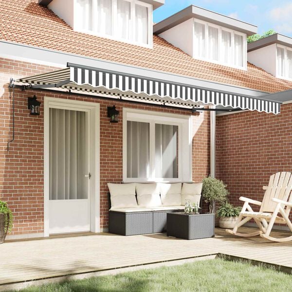 vidaXL Retractable Awning Anthracite and White 400 x 200 cm