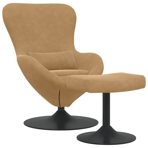 vidaXL Egg Chair with Footstool Brown 63 x 73 x 90 cm Velvet