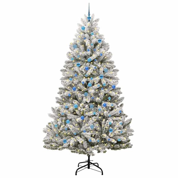 vidaXL Artificial Christmas Tree Green and White 240 cm PVC and Metal