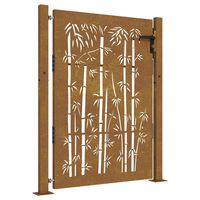 vidaXL Garden Gate 105x155 cm Corten Steel Bamboo Design