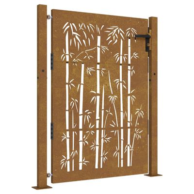 vidaXL Garden Gate 105x155 cm Corten Steel Bamboo Design