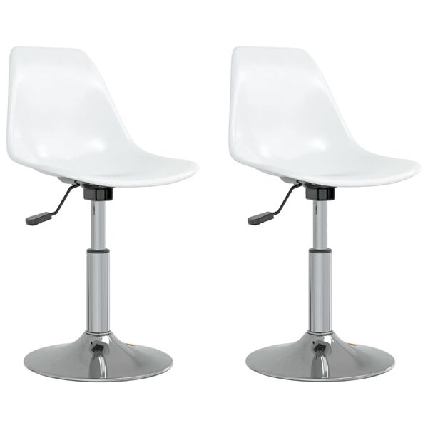 vidaXL Swivel Dining Chairs 2 pcs White PP
