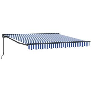 vidaXL Retractable Awning Manual Blue and White 300 x 250 cm