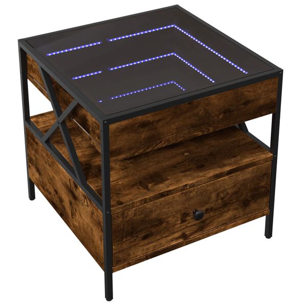 vidaXL Coffee Table with Infinity LED Smoked Oak 50x50x51 cm