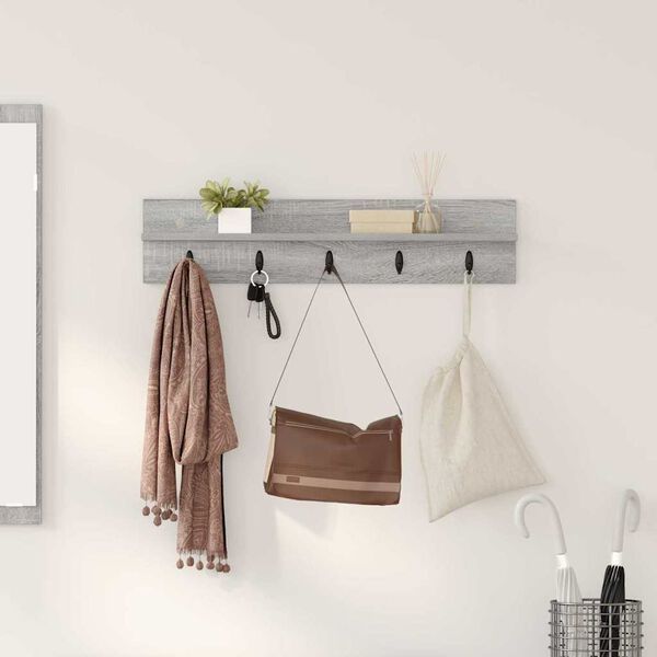 vidaXL Wall-Mounted Coat Rack Grey Sonoma 80 x 10.5 x 18 cm