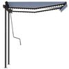 vidaXL Manual Retractable Awning with LED 3x2.5 m Blue and White