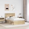 vidaXL Bed Frame with Headboard Sonoma 120 x 190 cm Solid Pine Wood