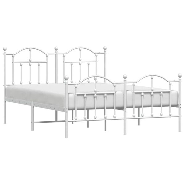 vidaXL Metal Bed Frame without Mattress with Footboard White 140x200cm