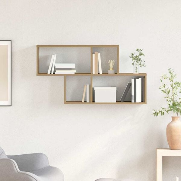vidaXL Wall Shelf with Shelf Wall-mounted Brown Engineered Wood