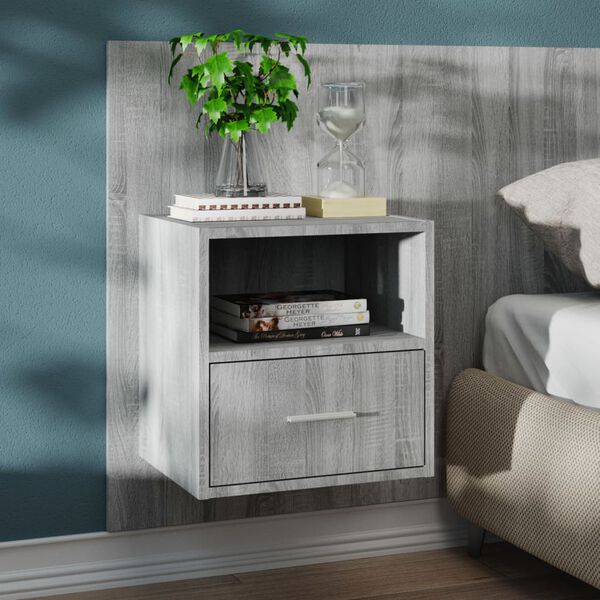 vidaXL Wall-mounted Bedside Cabinet Grey Sonoma