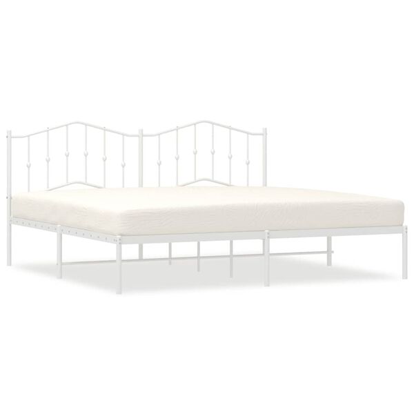 vidaXL Metal Bed Frame without Mattress with Headboard White 193x203cm