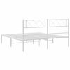 vidaXL Metal Bed Frame without Mattress with Headboard White 150x200cm
