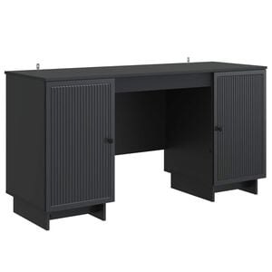 vidaXL Desk Black Engineered Wood 142.5 x 50 x 75 cm