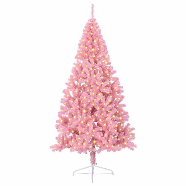 vidaXL Artificial Pre-lit Christmas Tree with 300 LEDs Pink 240 cm PVC