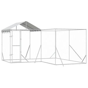 vidaXL Outdoor Dog Kennel with Roof Silver 4x4x2,5 m Galvanised Steel