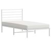 vidaXL Metal Bed Frame without Mattress with Headboard White 100x190cm