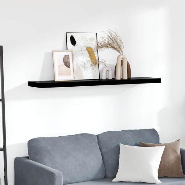 vidaXL Floating Wall Shelf High Gloss Black 120x23.5x3.8 cm MDF