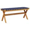 vidaXL Garden Bench Dark Blue Solid Wood Acacia and Fabric