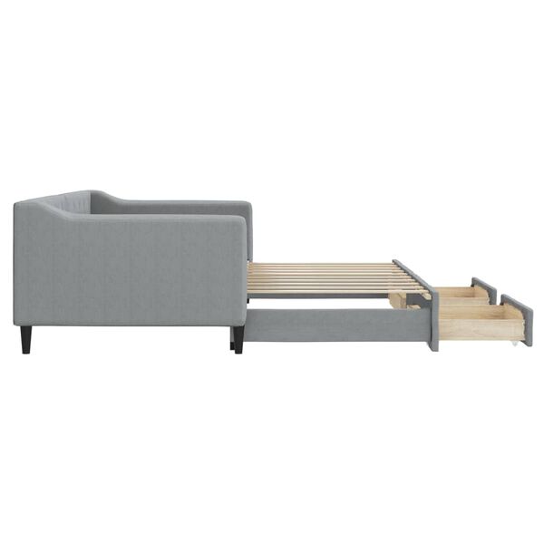 vidaXL Daybed with Trundle&Drawers without Mattress Light Grey 90x190 cm Single