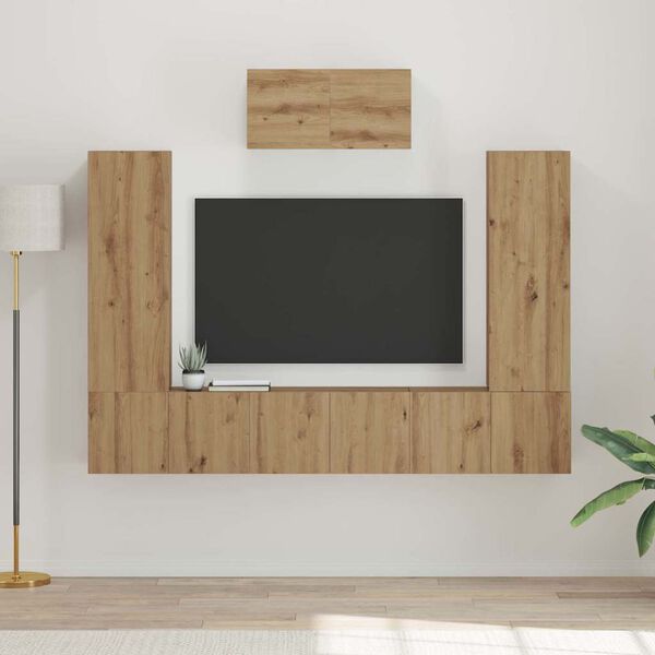 vidaXL TV Cabinet Set Wall-mounted 7 pcs Artisan Oak Engineered Wood