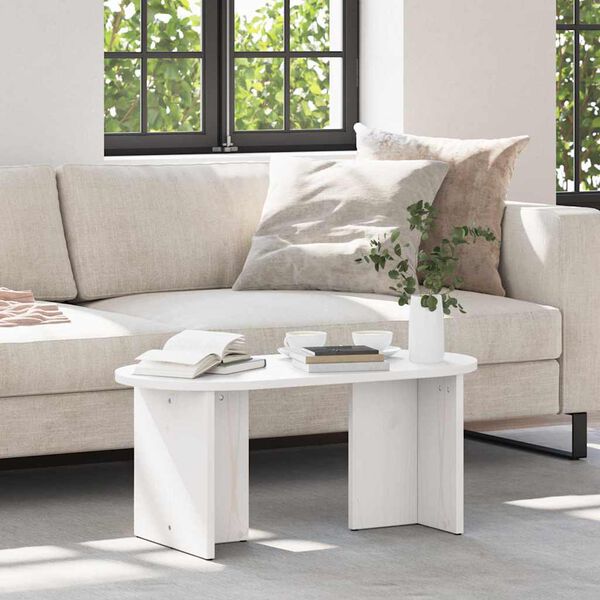 vidaXL Coffee Table White 80 x 39.5 x 35 cm Solid Pine wood