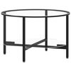 vidaXL Tea Table | Black and Transparent | Tempered Glass, Powder-Coated Iron