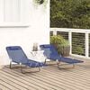 vidaXL Folding Sun Lounger Folding 2 pcs Navy Blue 182 x 55 x 85.5 cm