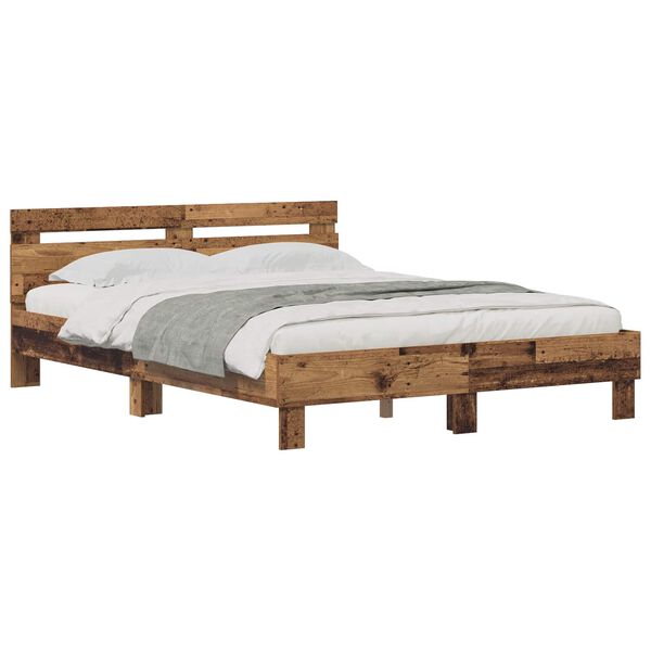 vidaXL Bed Frame with Headboard Old Wood 140 x 200 cm Engineered Wood