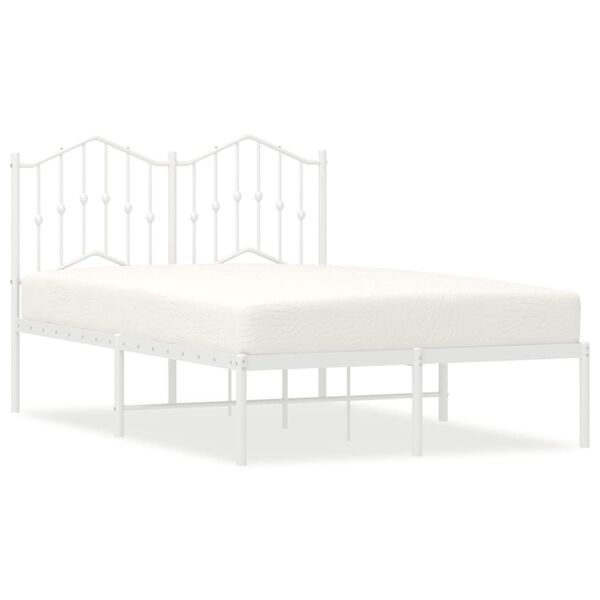 vidaXL Metal Bed Frame without Mattress with Headboard White 120x200cm