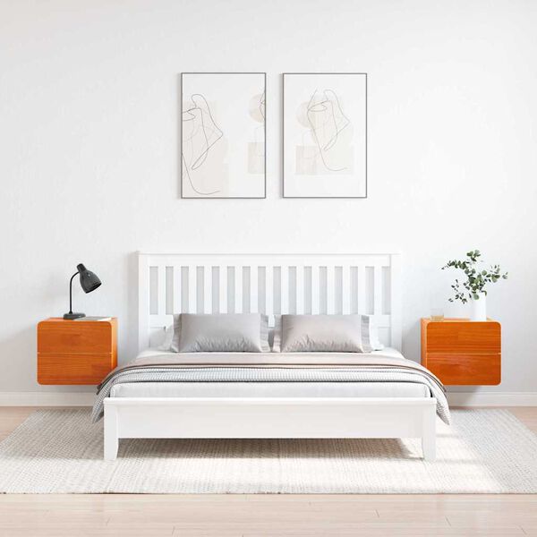 vidaXL Bedside Table 2 pcs Brown 39 x 34 x 33 cm Solid pinewood