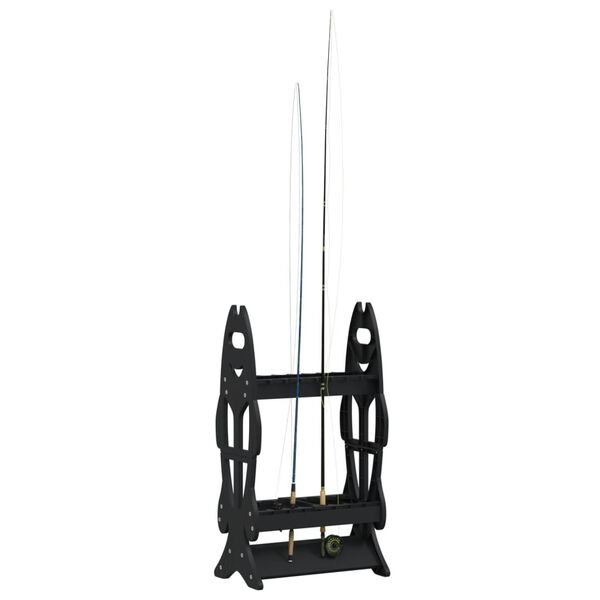 vidaXL Fishing Rod Rack for 16 Rods Black