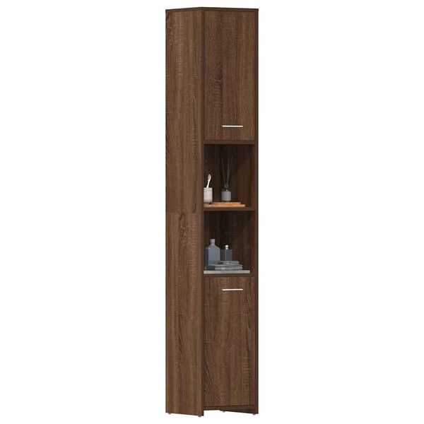 vidaXL Bathroom Cabinet Brown Oak 30x30x183.5 cm Engineered Wood