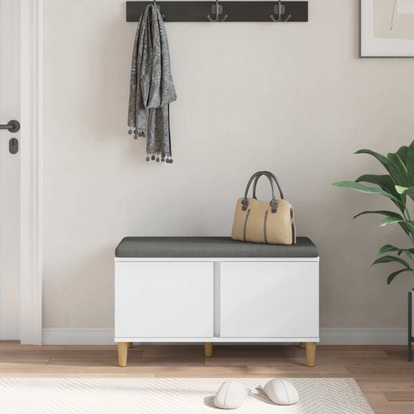 vidaXL Hall Bench with Cushion with Storage White 80 x 38 x 46 cm
