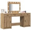 vidaXL Dressing Table with Mirror Lights 3 pcs Brown Engineered Wood