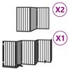 vidaXL Dog Gate with Door Foldable 12 Panels Black 600 cm Poplar Wood