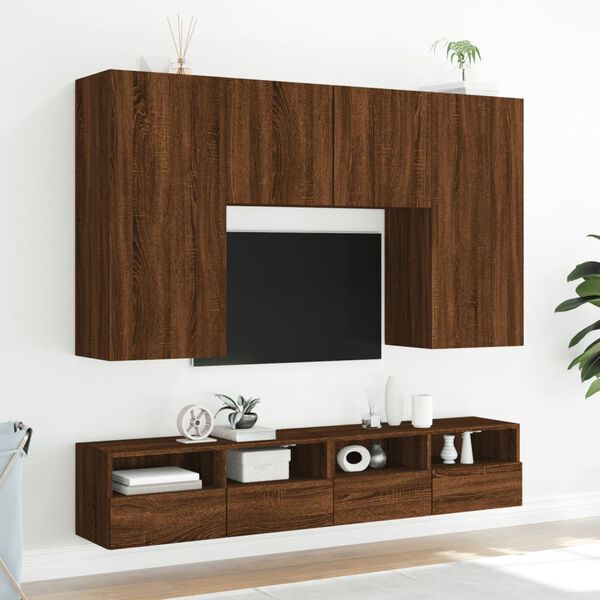vidaXL TV Wall Cabinet Brown Oak 80x30x30 cm Engineered Wood