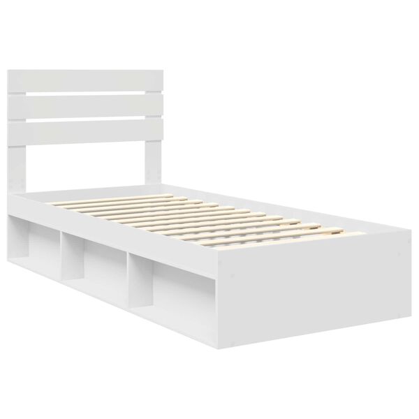vidaXL Bed Frame with Headboard White 100 x 200 cm Solid Pine Wood