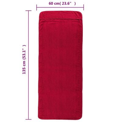 vidaXL Beach Towels 2 pcs Burgundy 60x135 cm Fabric 400 GSM