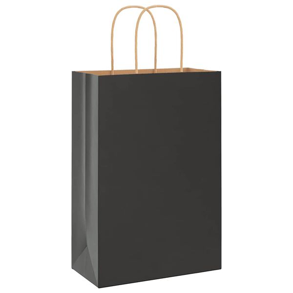 vidaXL Paper Bags 50 pcs with Handles Black 21x11x31 cm