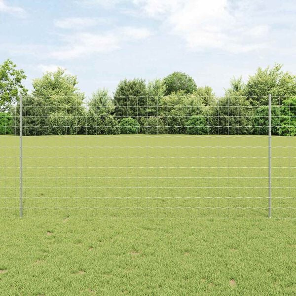 vidaXL Fence with Post Silver 1.2 x 10 m Steel