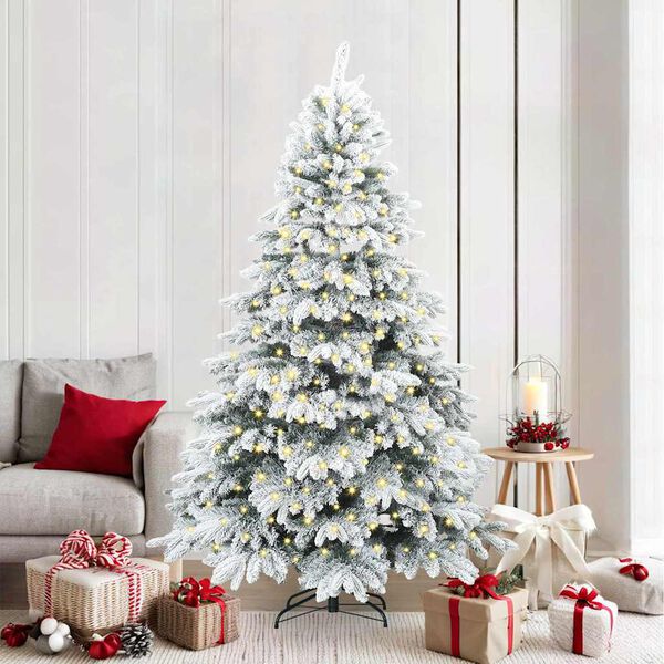 vidaXL Artificial Christmas Tree with 300 LEDs White 210 cm PE and PVC