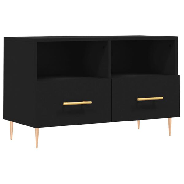 vidaXL TV Cabinet Black 80x36x50 cm Engineered Wood